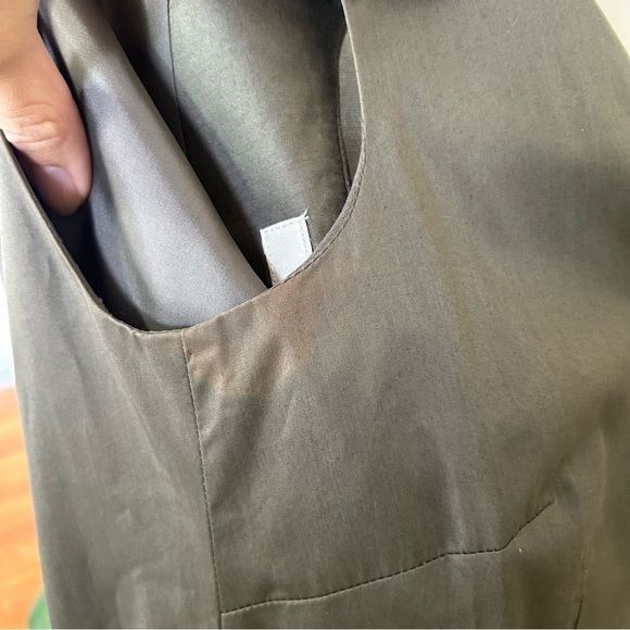 REISS Olive Green Sleeveless Button Down Belted Utility Dress - Picture 4 of 7